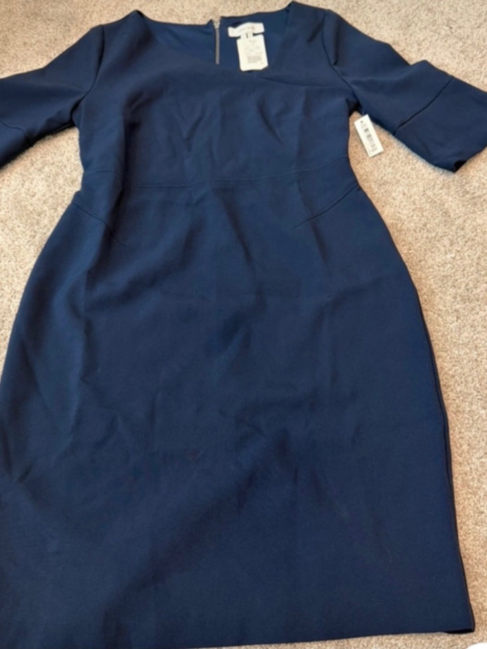 Lark & Ro navy blue midi dress with zipper back, size 12